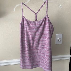Lululemon purple gray stripe Power Y tank size 10